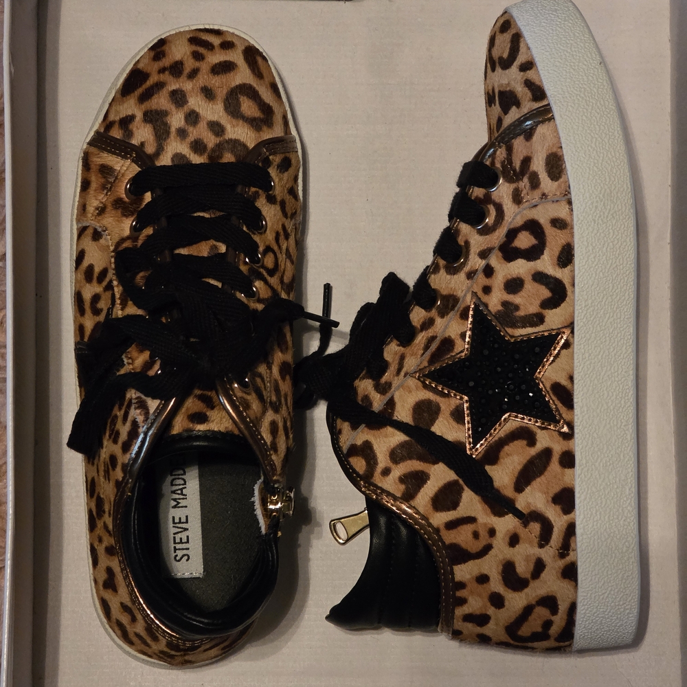 Steve Madden Leopard Print Sneakers with Black Star